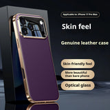 Genuine Leather Case with Optical Glass Lens Protector for iPhone
