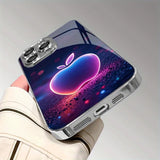 Colorful Apple Pattern Plating Glass Phone Case For iPhone
