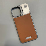 Metal Lens Holder Frameless Leather Magnetic Case For iPhone