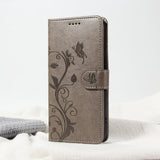 Butterfly & Flower Pattern Leather Flip Wallet Case for iPhone