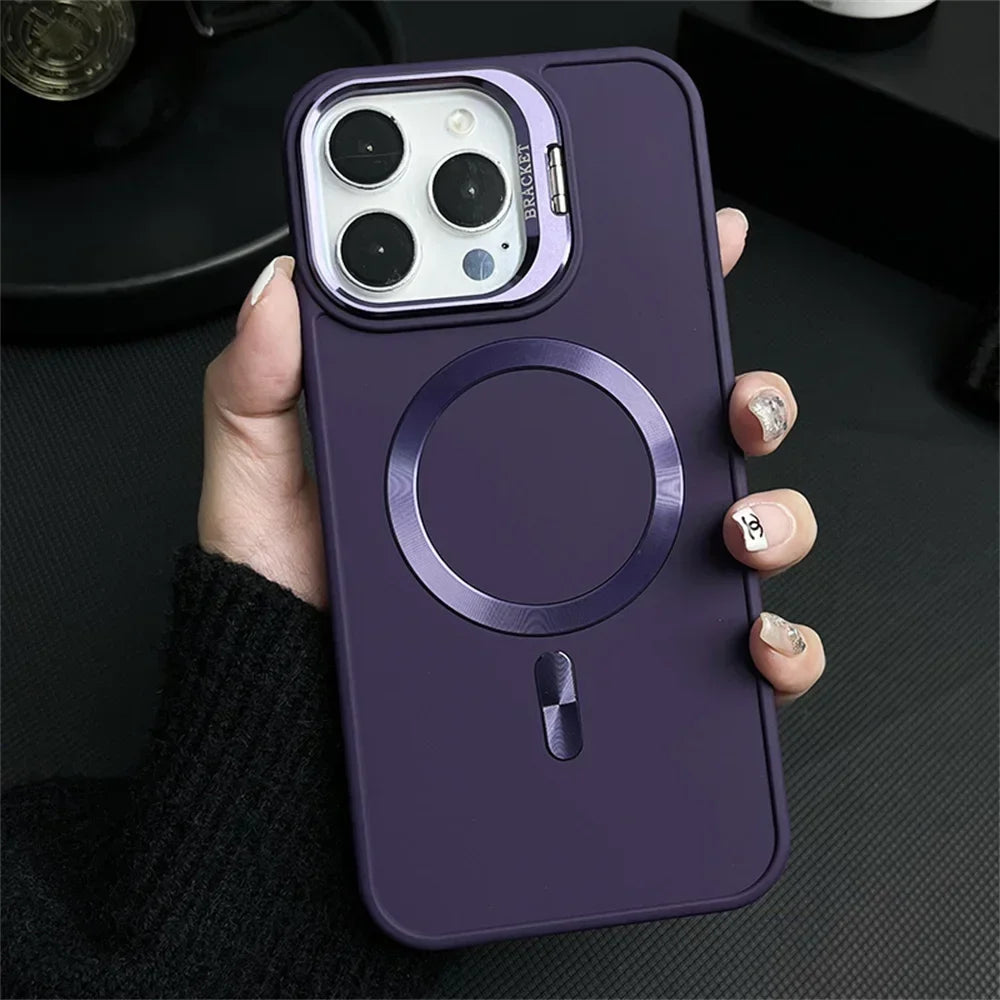 Magnetic Camera Bracket Matte Case for iPhone