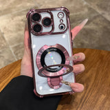 Plating Magnetic With Stand Shockproof Case For iPhone