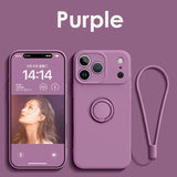 Ring Stand Magnetic Liquid Silicone Shockproof Soft Case for iPhone
