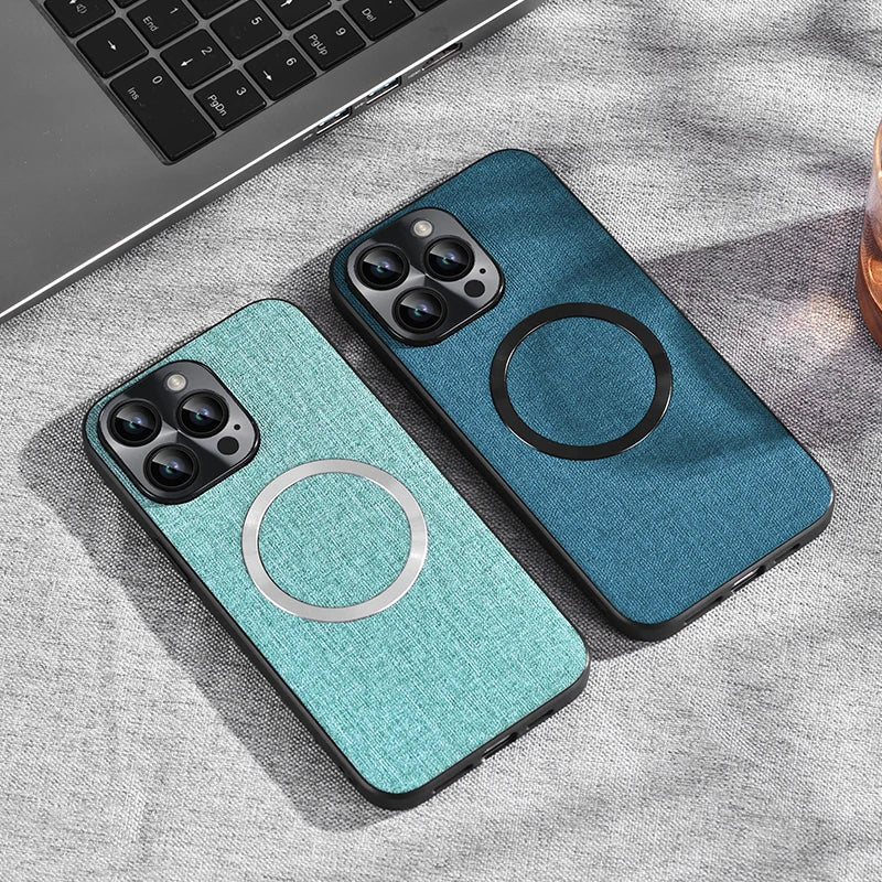 Fabric Magnetic Charging Silicone Case for iPhone