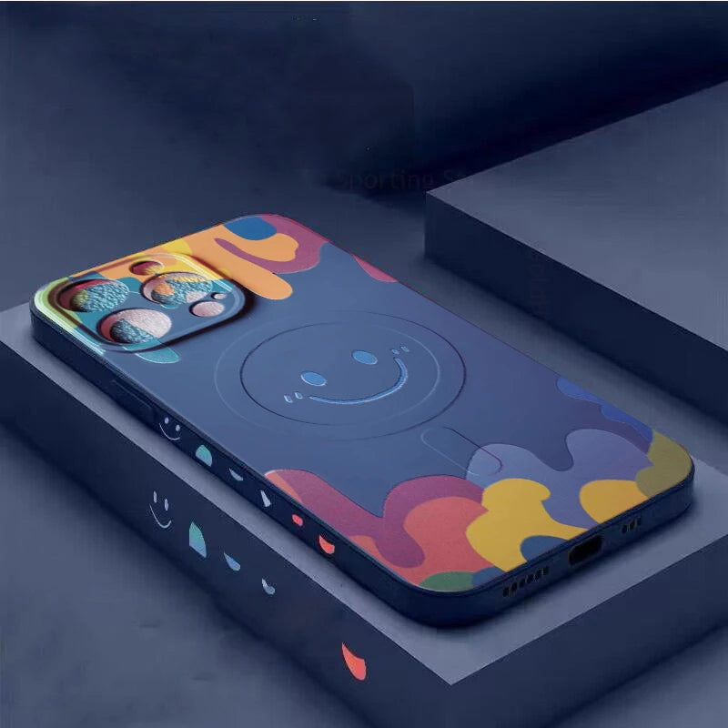 Silicone Graffiti Smile Magsafing Case for iPhone