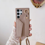 Wrist Strap Crossbody Leather Wallet Case For Samsung