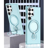 360° Swivel Stand Plating Lens Hole Magnetic Case For Samsung