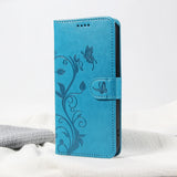 Butterfly & Flower Pattern Leather Flip Wallet Case for iPhone
