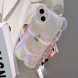 Cute 3D Aurora Laser Cartoon Bear Soft Case For iPhone