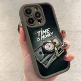 "Time is Money" Printed Soft Phone Case For iPhone