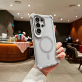 Transparent Glitter Magnetic 2in1 Airbag Shockproof Case For Samsung