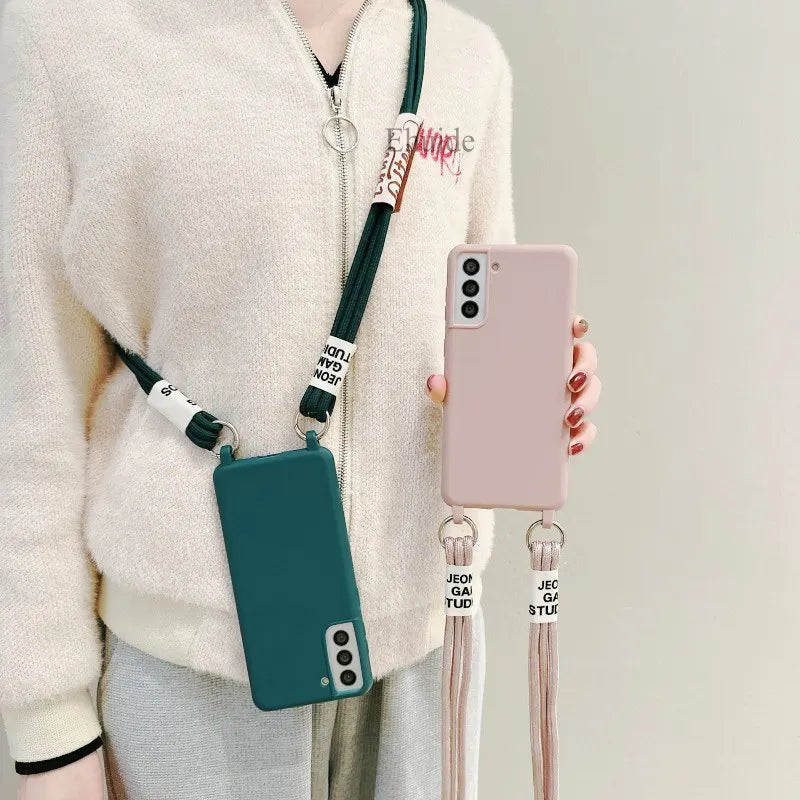 Shoulder Crossbody Lanyard Neck Rope Silicone Cover Case for Samsung
