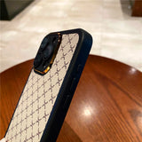 Luxury Soft Leather Fashion Geometric Plaid Pattern Case for iPhone