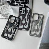 3D Flame pattern Hollow Slim Shockproof Phone Case for iPhone