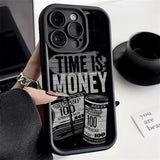 "Time is Money" Printed Soft Phone Case For iPhone