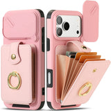 Slide Camera Cover Ring Holder Wallet Case For iPhone