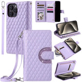Diamond Grid Card Wallet Flip Leather Case for Samsung