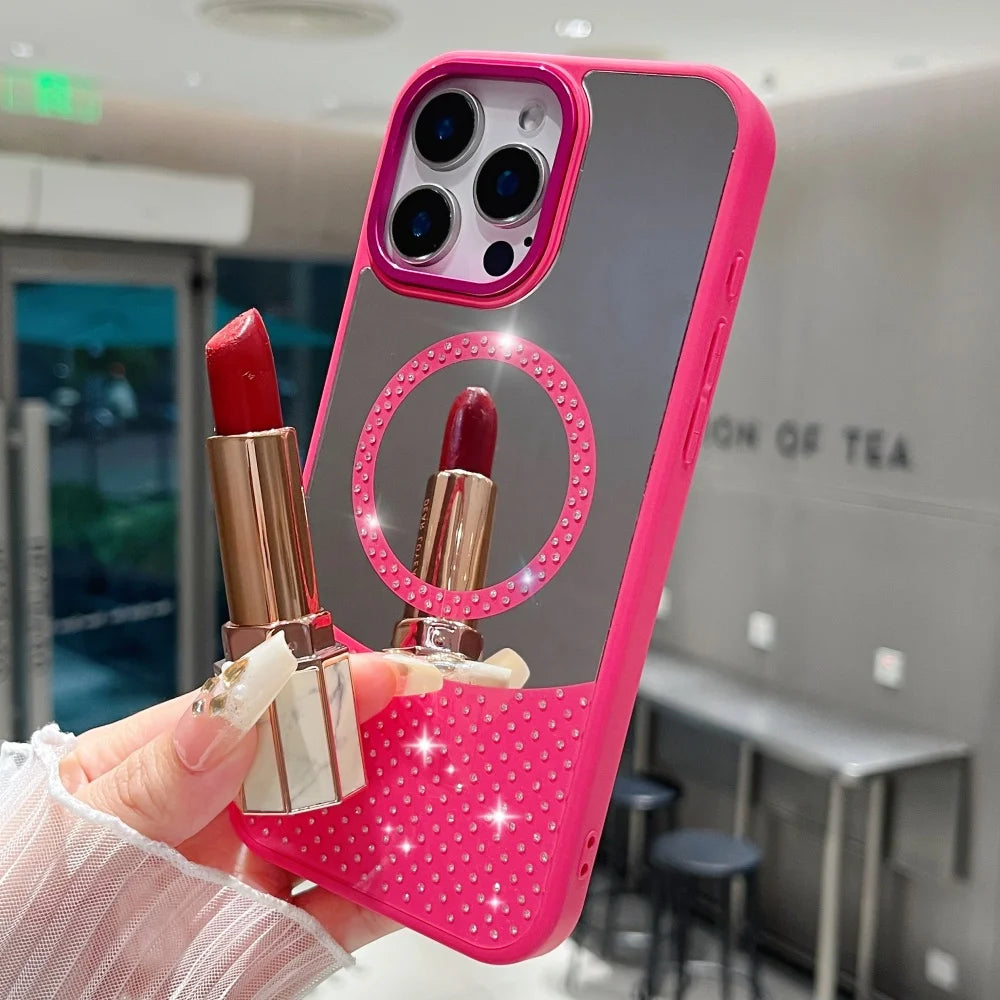 Glitter Diamond Magnetic Mirror Case For iPhone