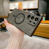 Leather Elk Magnetic Charging Case for Samsung