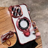Plating Magnetic With Stand Shockproof Case For iPhone