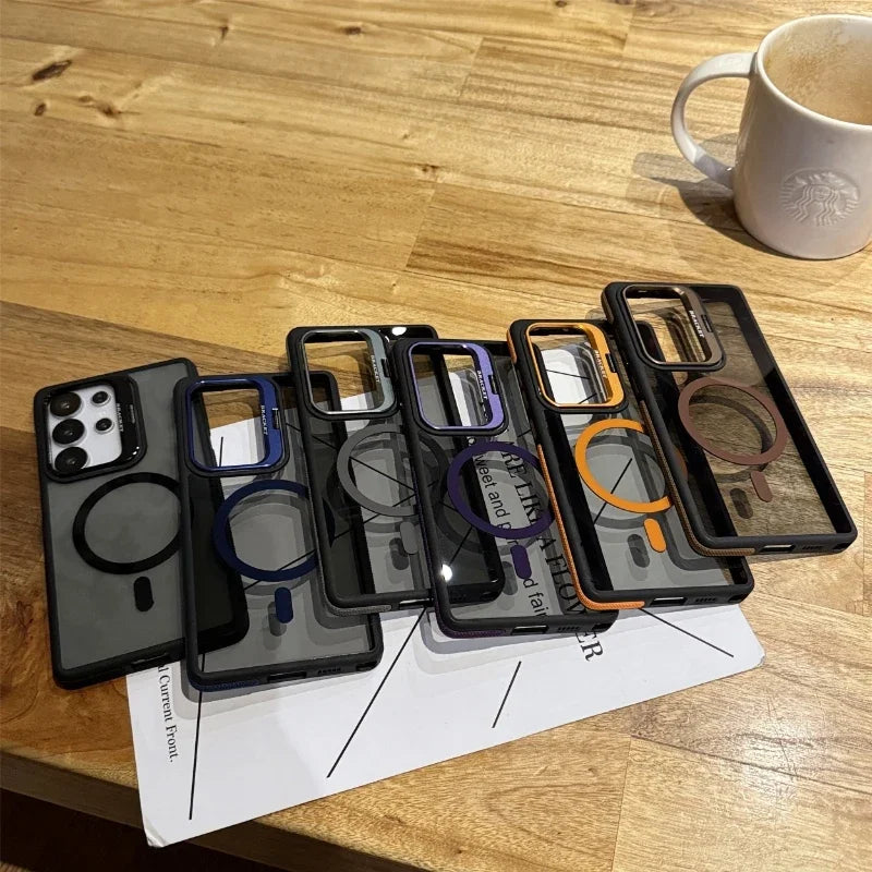 Magnetic Shockproof Metal Lens Stand Phone Case for Samsung