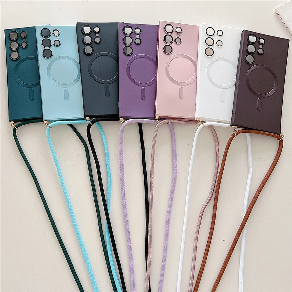 Lanyard Crossbody Magnetic Charging Case For Samsung