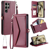 Leather Long Lanyard Wallet Flip Case for Samsung