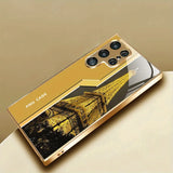 Eiffel Tower Pattern Electroplated Tempered Glass Case For Samsung