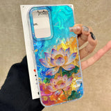 Luxury Pink Peony Lotus Print Women Phone Case For Samsung