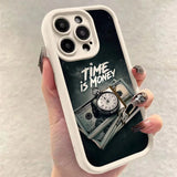 "Time is Money" Printed Soft Phone Case For iPhone