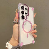 Transparent Acrylic Airbag Camera Stand Magnetic Case for Samsung