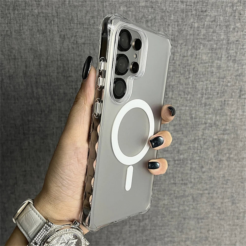 Wave Curly Non-Slip Bumper Magnetic Phone Case For Samsung