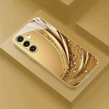 Ornate Line Patterns Electroplated Tempered Glass Case For Samsung