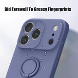 Ring Stand Magnetic Liquid Silicone Shockproof Soft Case for iPhone
