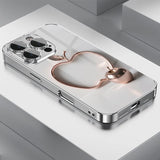 Clear Crystal Apple Pattern Plating Glass Phone Case For iPhone