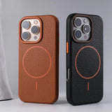 Leather Lichee Texture Protector Magnetic Case For iPhone