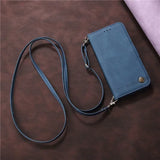 Luxury Leather Flip Crossbody Wallet Case for iPhone