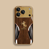 Luxury Golden Horse Wood Grain Pattern Case for iPhone