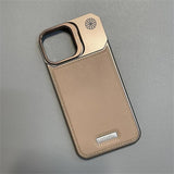 Metal Lens Holder Frameless Leather Magnetic Case For iPhone
