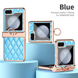 Leather Electroplated Ring Holder Shockproof Case for Samsung