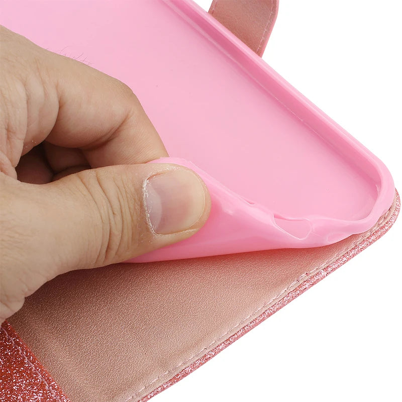 Wallet Glitter Clamshell High-end Case For iPhone