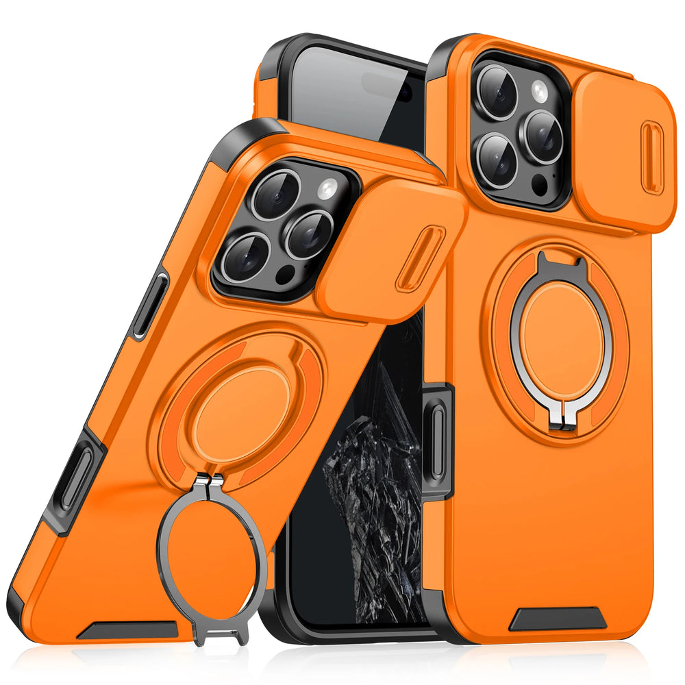 Luxury Armor Magnetic Bracket Slide Camera Protection Case For iPhone