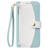 Stylish Color Block Wallet Case with Lanyard for iPhone