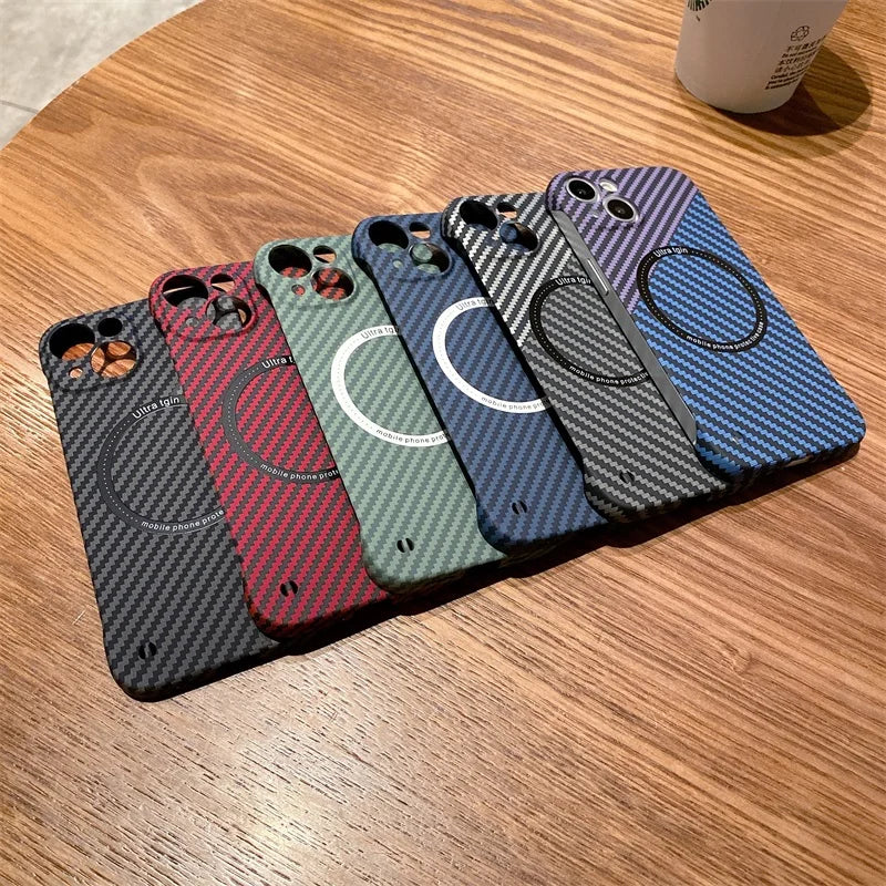 Ultra Thin Carbon Fiber Magnetic Wireless Charging Frameless Case for iPhone