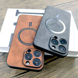 Luxury PU Leather Magnetic Wireless Charge Case For iPhone