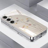 Luxury Floral Pattern Electroplate Glass Phone Case For Samsung