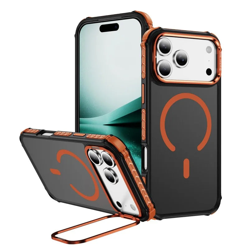 Skin-friendly Shockproof Magnetic Charge Lens Bracket Case For iPhone