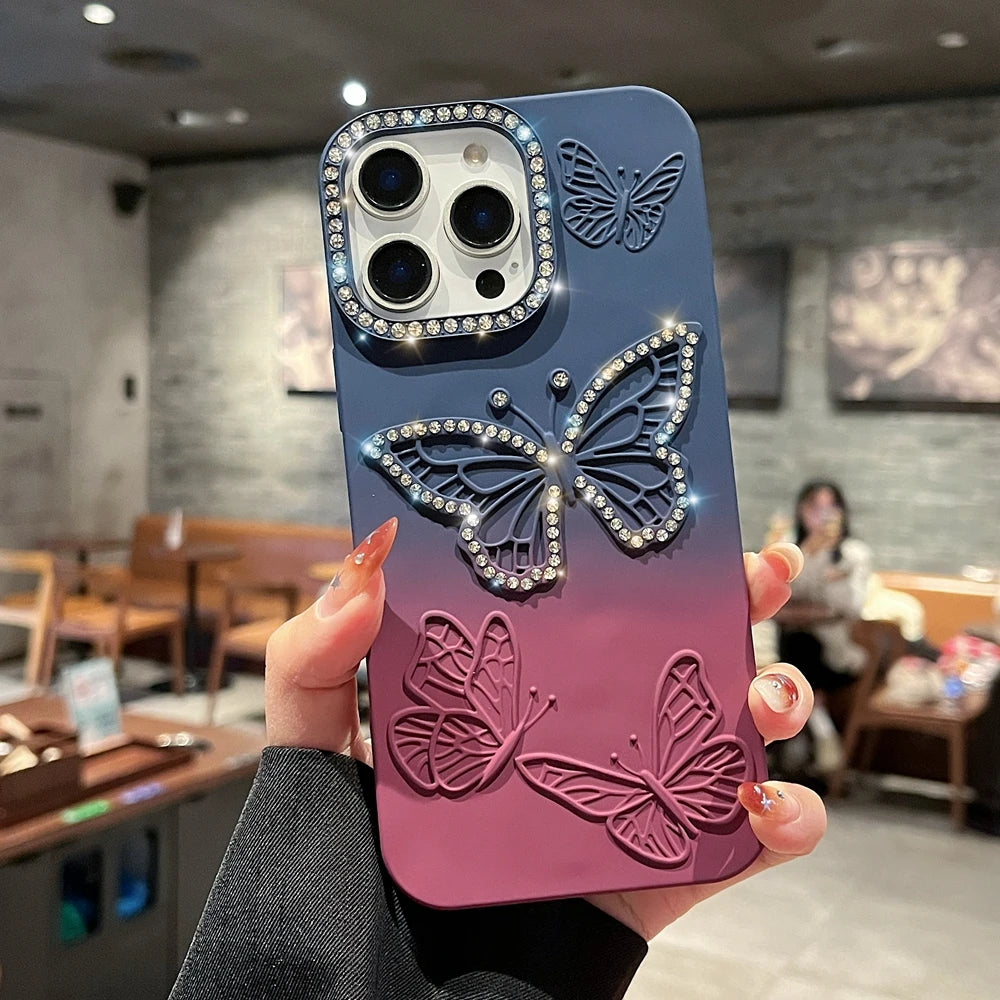 Luxury Gradient Color Butterfly Case for iPhone
