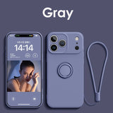 Ring Stand Magnetic Liquid Silicone Shockproof Soft Case for iPhone