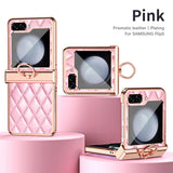 Leather Electroplated Ring Holder Shockproof Case for Samsung